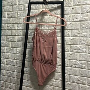 Express Rose Pink Lace Trim Bodysuit ***Brand New w/Tags**